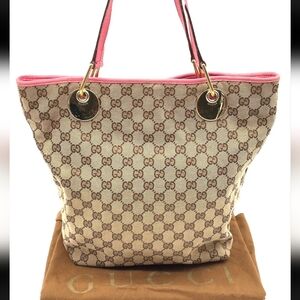 Gucci Beige and Pink Signature Tote